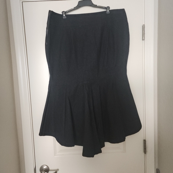 Denim Mermaid Cut High Low Skirt Lace and Beaded Panel - Picture 2 of 5